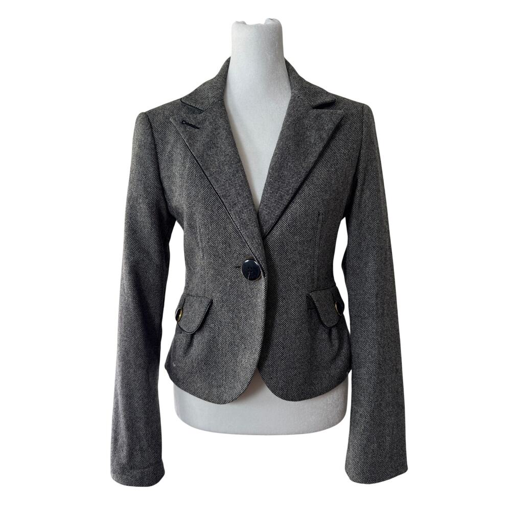 Vintage ‘00s Express Design Studio Gray Wool Blend Single Breasted Blazer